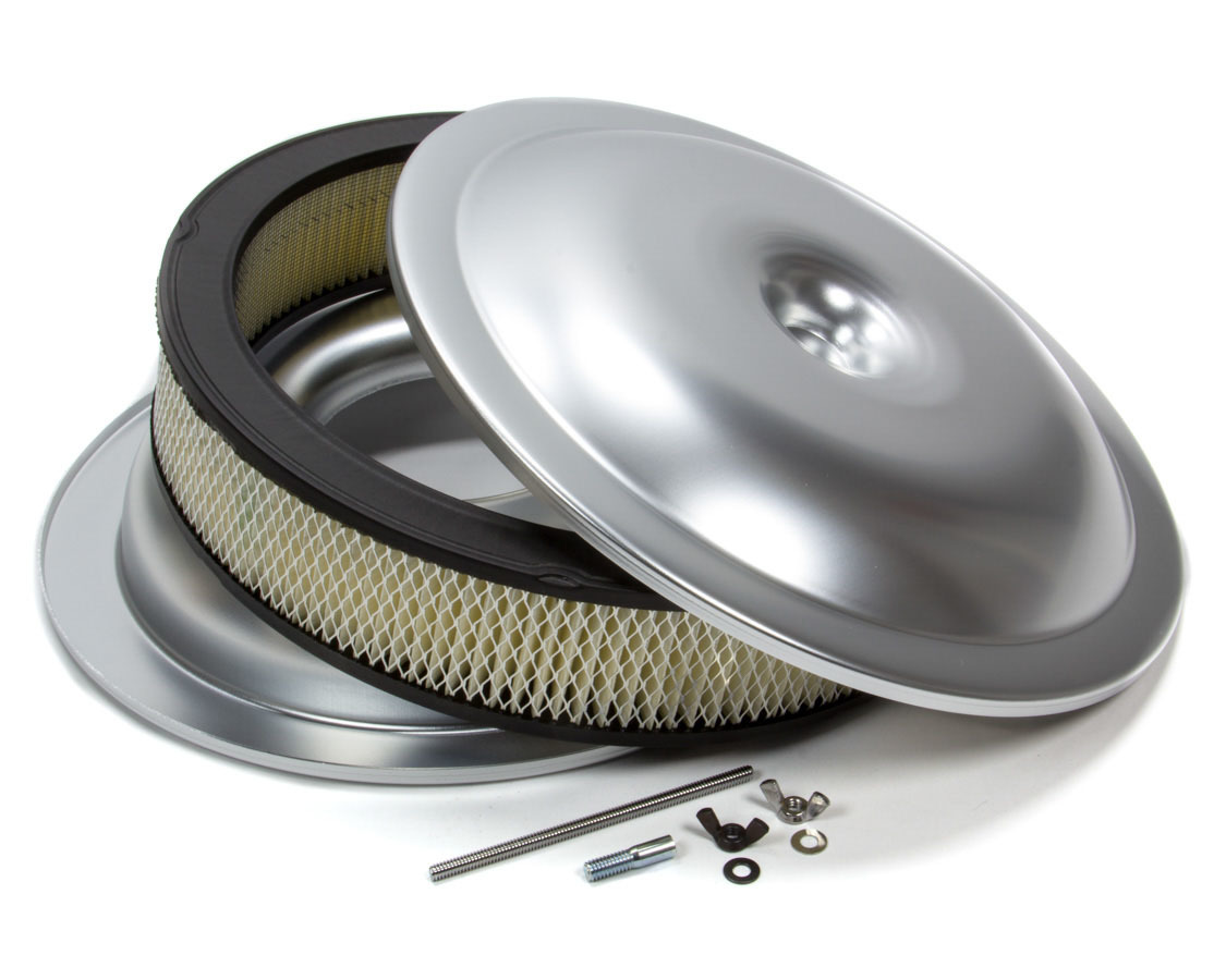 Proform 141-691 Air Cleaner Assembly, 14 in Round, 3 in Element, 5-1/8 in Carb Flange, Drop Base, Aluminum, Clear Anodized, Kit