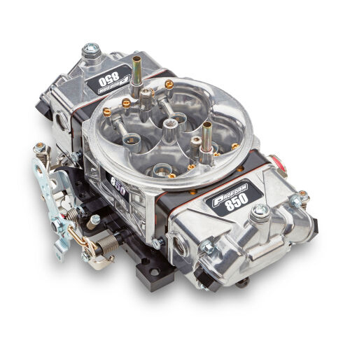 Proform 67201-ALC Carburetor, Race Series Drag Racing, 4-Barrel, 850 CFM, Square Bore, No Choke, Mechanical Secondary, Dual Inlet, Silver / Black, Alcohol, Each