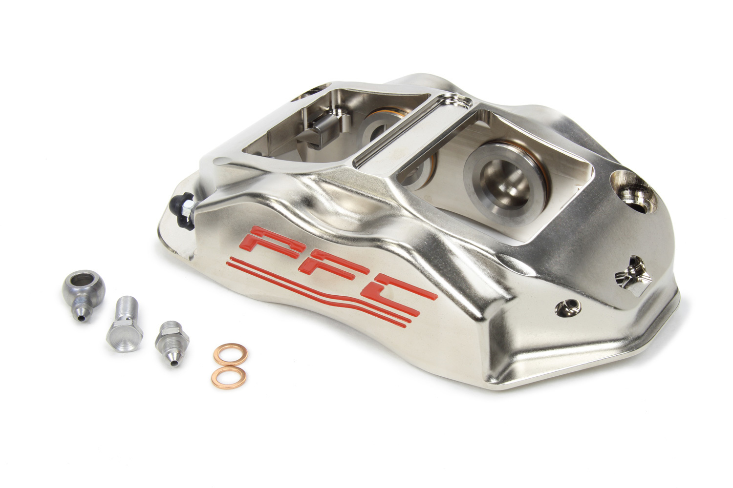 Performance Friction 94.323.290.365.02 Brake Caliper, ZR94, Passenger Side, Leading, 4 Piston, Aluminum, Nickel Plated, 12.716 in OD, 1.250 in Thick Rotor, 7.00 Radial Mount, Each
