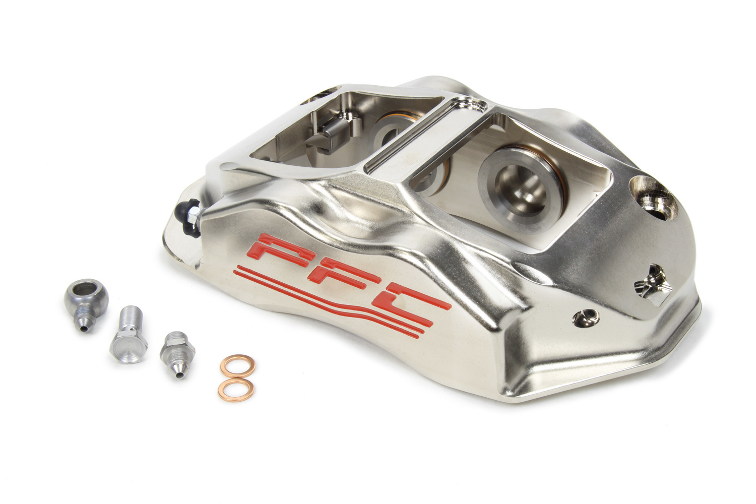 Performance Friction 94.323.410.440.11 Brake Caliper, ZR94, Driver Side, Trailing, 4 Piston, Aluminum, Nickel Plated, 12.716 in OD x 1.250 in Thick Rotor, 7.00 in Radial Mount, Each