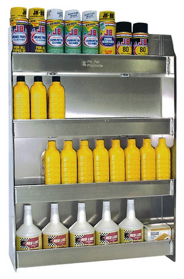 Pit Pal 310 Oil Shelf, Wall Mount, 4 Shelf, 24-1/2 x 36 x 5-1/2 in, Aluminum, Natural, Each