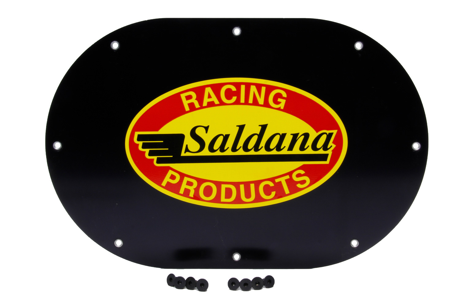 Saldana Racing Products SAC-002 Tail Tank Cover Plate, 6 x 10 in Oval, Aluminum, Black Anodized, Saldana Tail Tanks, Each