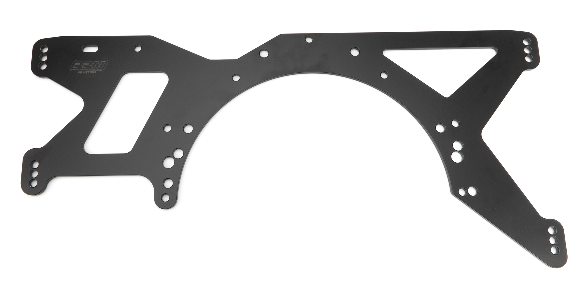 PPM Racing 1318N Motor Plate, Mid, 1/4 in Thick, Aluminum, Black Powder Coat, Small Block Chevy / Small Block Ford, Rocket Chassis 2018, Each