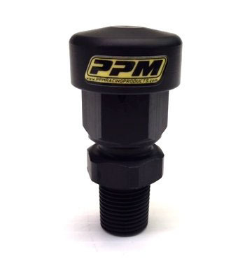 PPM Racing 911-1741-RV Rear Axle Assembly Vent Fitting, Straight, 3/8 in NPT Male, Aluminum, Black Anodized, Quick Change, Each