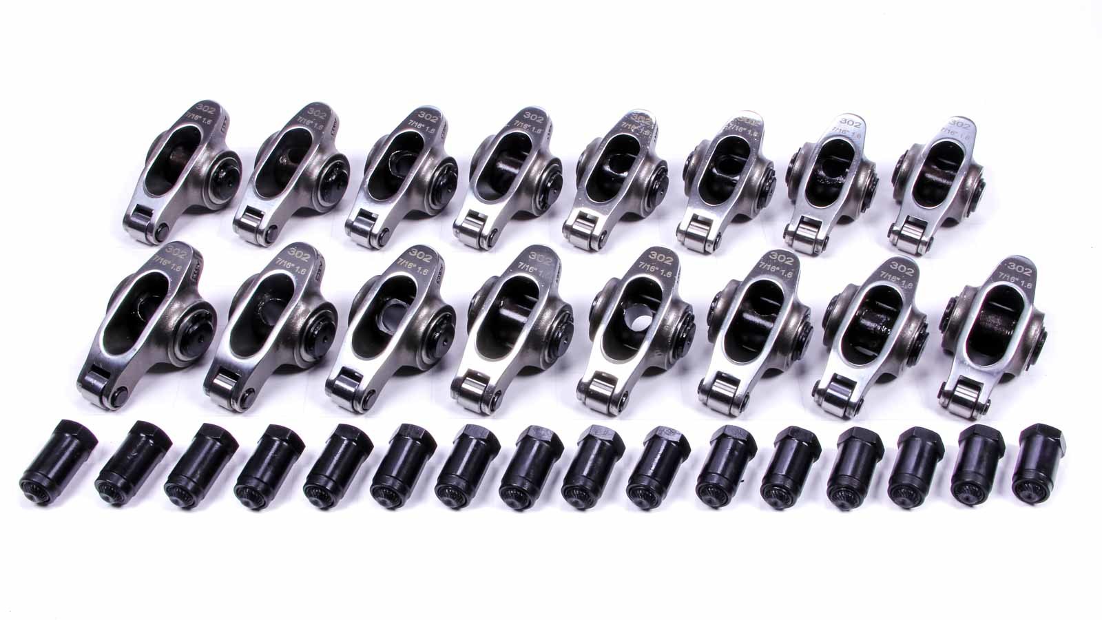 PRW 0230205 Rocker Arm, Platinum Pro Series, 7/16 in Stud Mount, 1.60 Ratio, Full Roller, Stainless, Natural, Various Applications, Set of 16