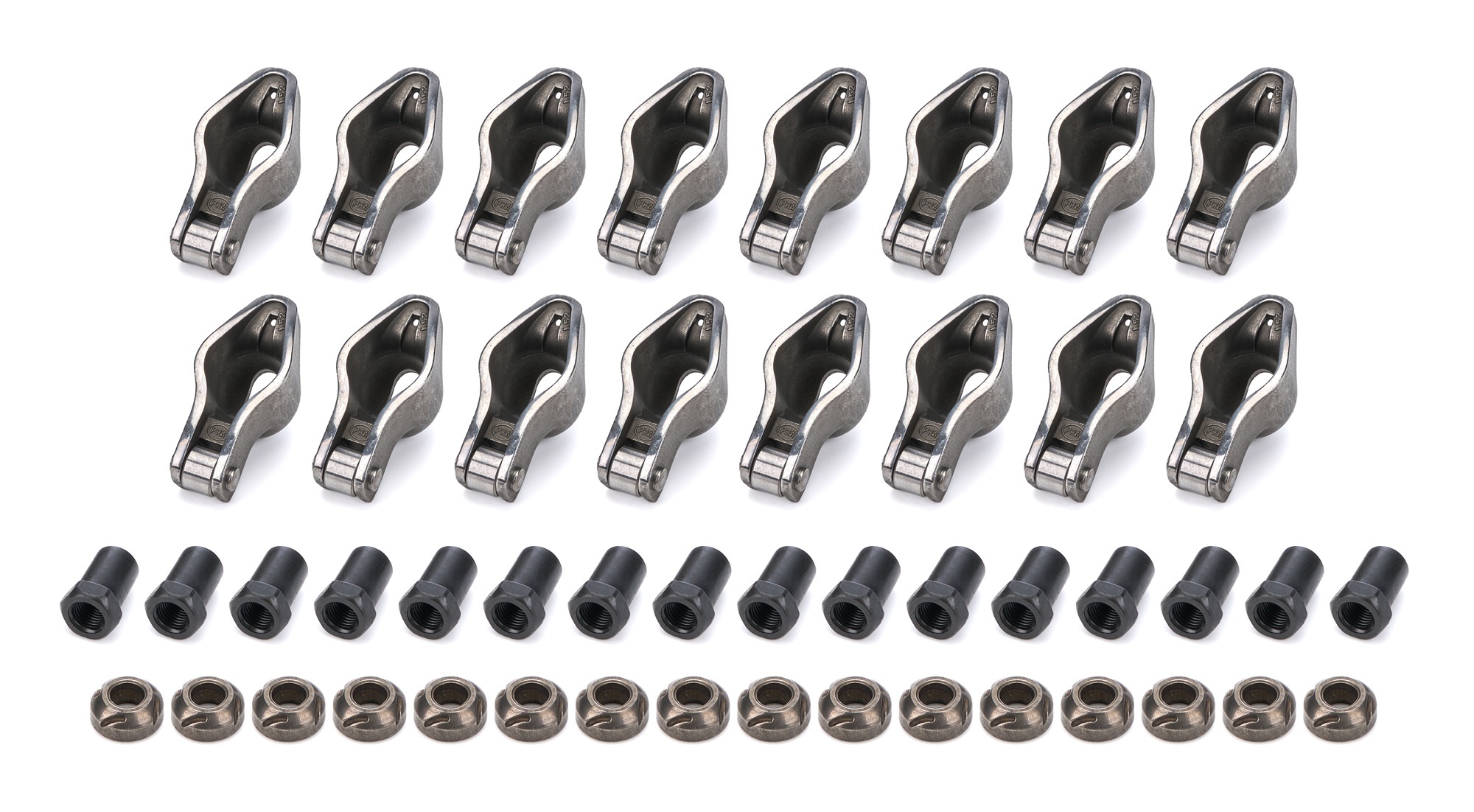 Rocker Arm - Sportsman - 3/8 in Stud Mount - 1.50 Ratio - Roller Tip - Self-Align - Steel - Natural - Small Block Chevy - Set of 16