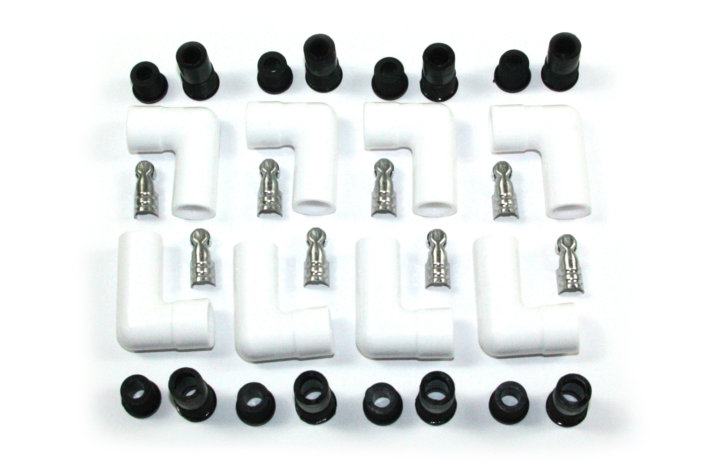 Pertronix Ignition 8501HT-8 Boot / Terminal Kit, Spark Plug, 8 mm, Ceramic, White, 90 Degree, Set of 8