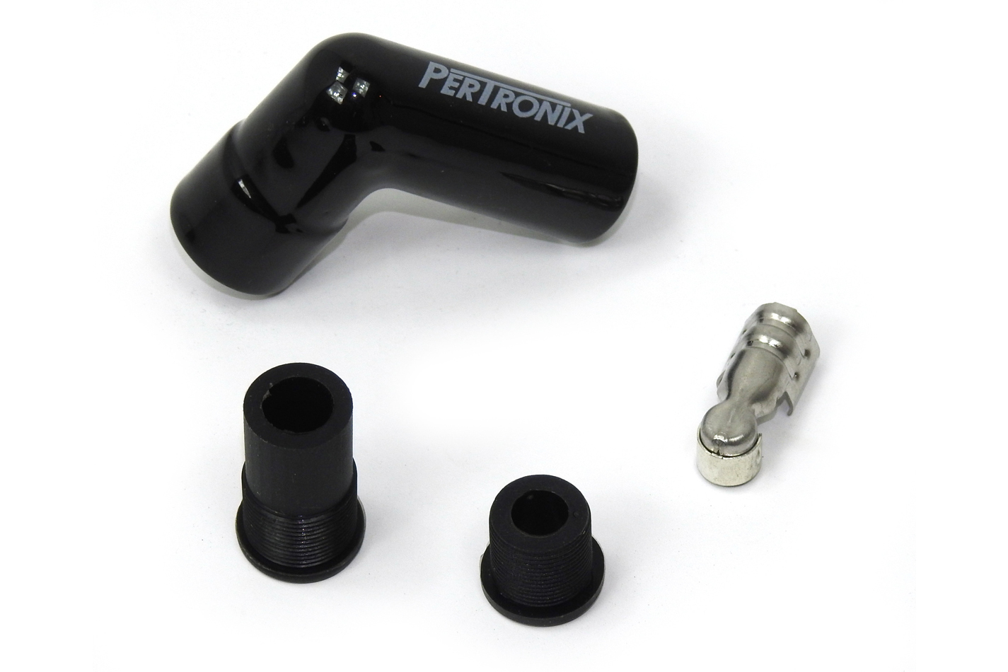 Pertronix Ignition 8561HT-8 Boot / Terminal Kit, Spark Plug, 8 mm, Ceramic, Black, 90 Degree, Set of 8