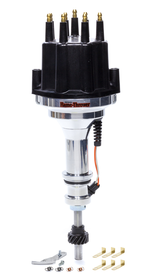 Pertronix Ignition D331710 Distributor, Flame-Thrower Plug N Play Billet, Magnetic Pickup, Mechanical Advance, HEI Style Terminal, Black, Small Block Ford, Each