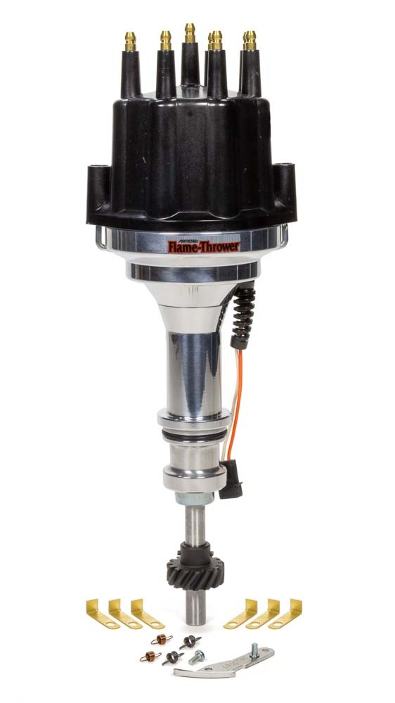 Pertronix Ignition D332710 Distributor, Flame-Thrower Plug N Play Billet, Magnetic Pickup, Mechanical Advance, HEI Style Terminal, Black, Big Block Ford, Each