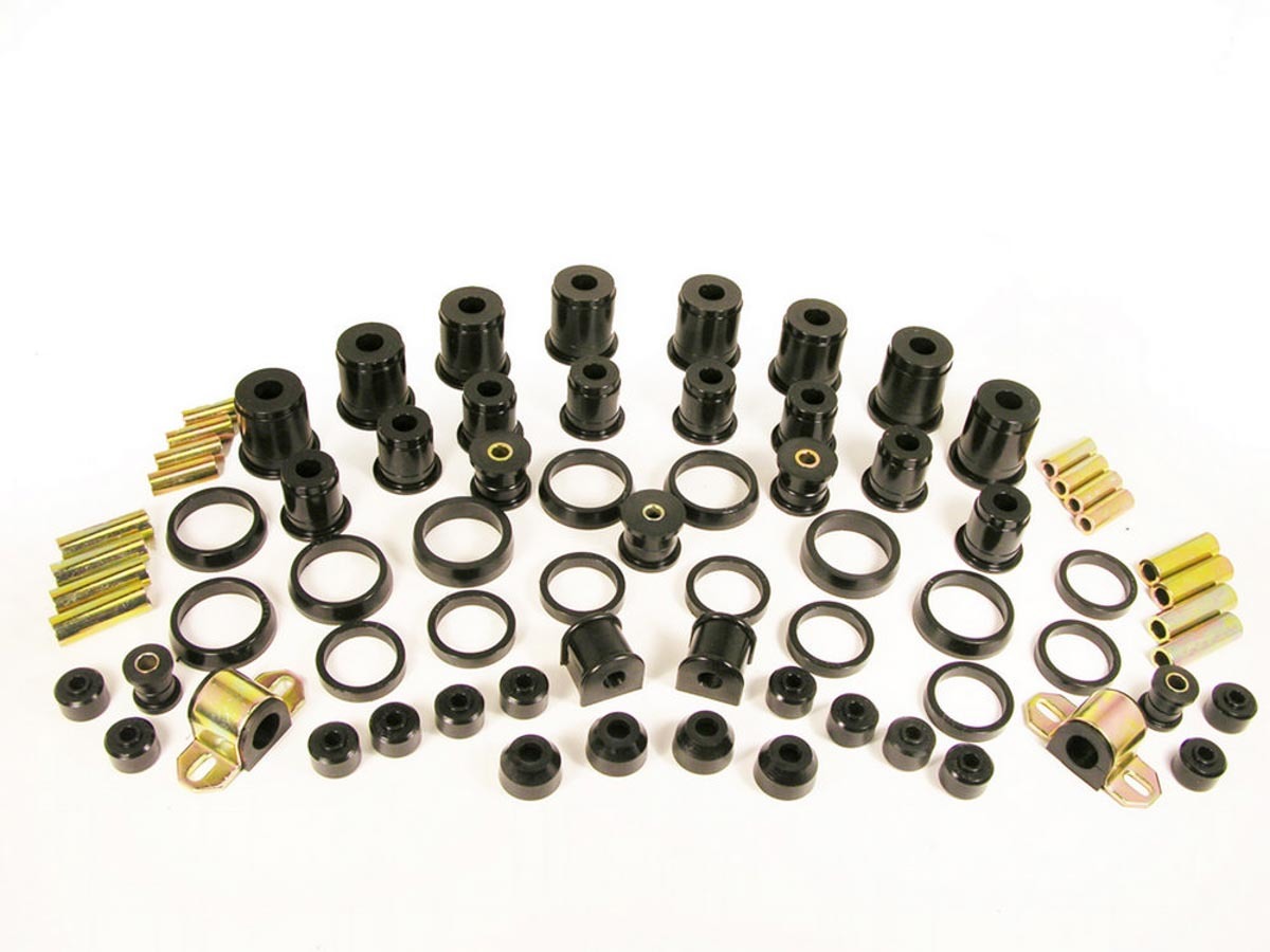 Bushing Kit - Suspension Bushings - Transmission Mount / Dust Boots / Body Bushings / Control Arm Bushings - Polyurethane / Steel - Black / Cadmium Plated - GM Fullsize Truck 1973-80 - Kit
