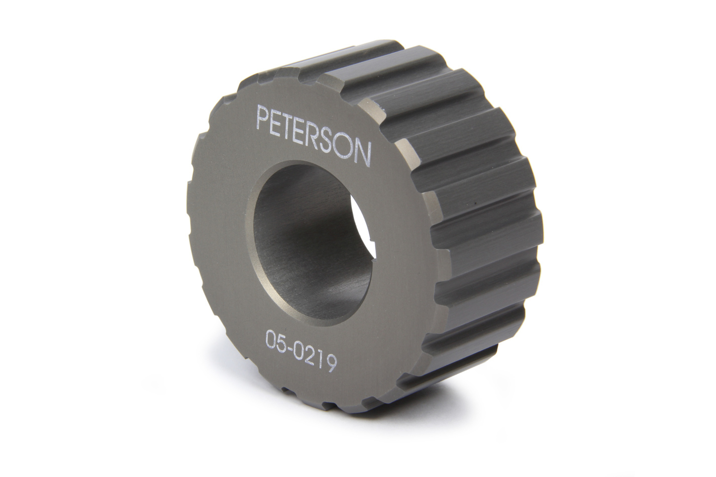 Peterson Fluid 05-0219 Crankshaft Pulley, Gilmer, 19 Tooth, 1 in Wide, 3/8 in Pitch, 1 in Mandrel, 1/8 in Keyway, Aluminum, Gray Anodized, Universal, Each