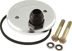 Peterson Fluid 09-0004 Oil Filter Adapter, Blockoff, Bolt-On, 12 AN Male Inlet, Aluminum, Polished, GM Bowtie Block, Kit