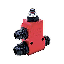 Peterson Fluid 09-0160 Oil Pressure Relief Valve, Adjustable, External, 10 AN Male Inlet, 10 AN Male Outlet, 10 AN Male Relief line Fitting, Aluminum, Red Anodized, Each
