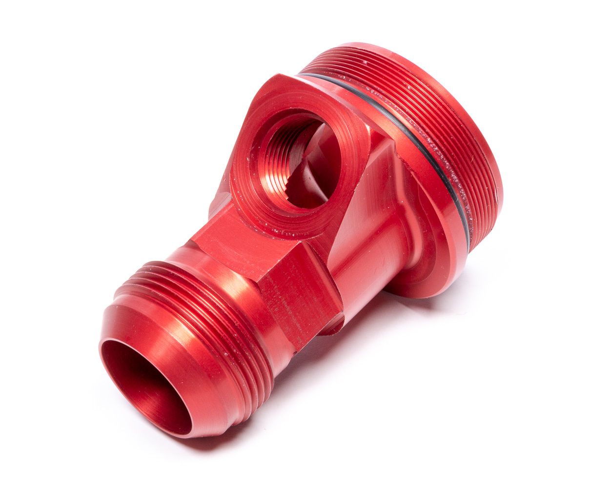 Fuel Filter End Cap - Inlet - 20 AN Male - 10 AN Port - Aluminum - Red Anodized - Peterson 400 Series Fuel Filters - Each