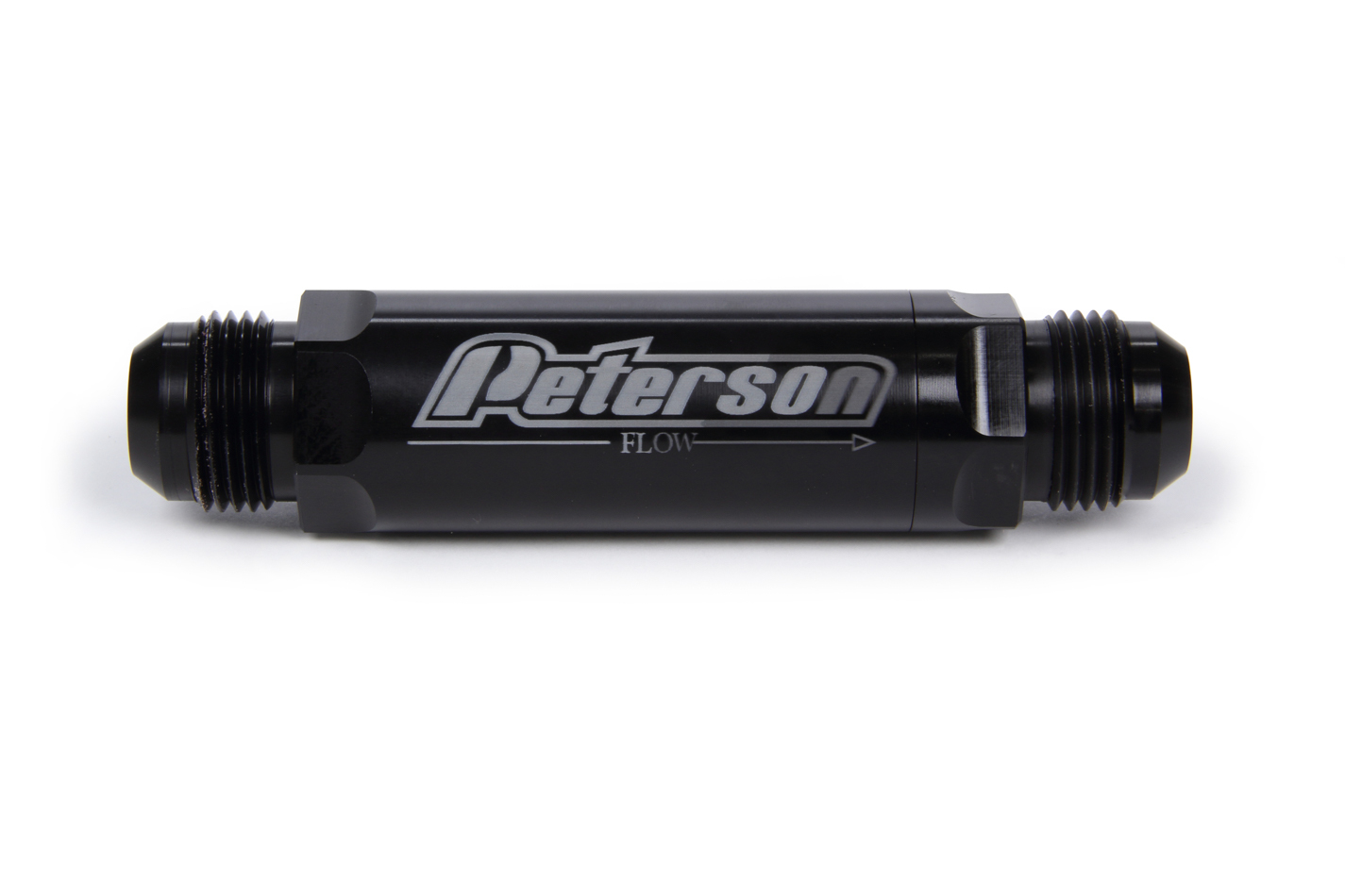 Peterson Fluid 09-0403 Oil Filter, Scavenge, In-Line, Straight, 12 AN Male Inlet, 12 AN Male Outlet, Aluminum, Black Anodized, Each