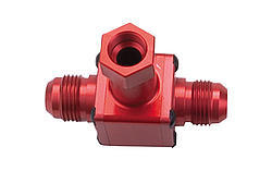 Peterson Fluid 09-1960 Fitting, In-Line Port, 12 AN Male x 12 AN Male, 5/8-18 in Female Port, Aluminum, Red Anodized, Peterson Temperature Port, Each