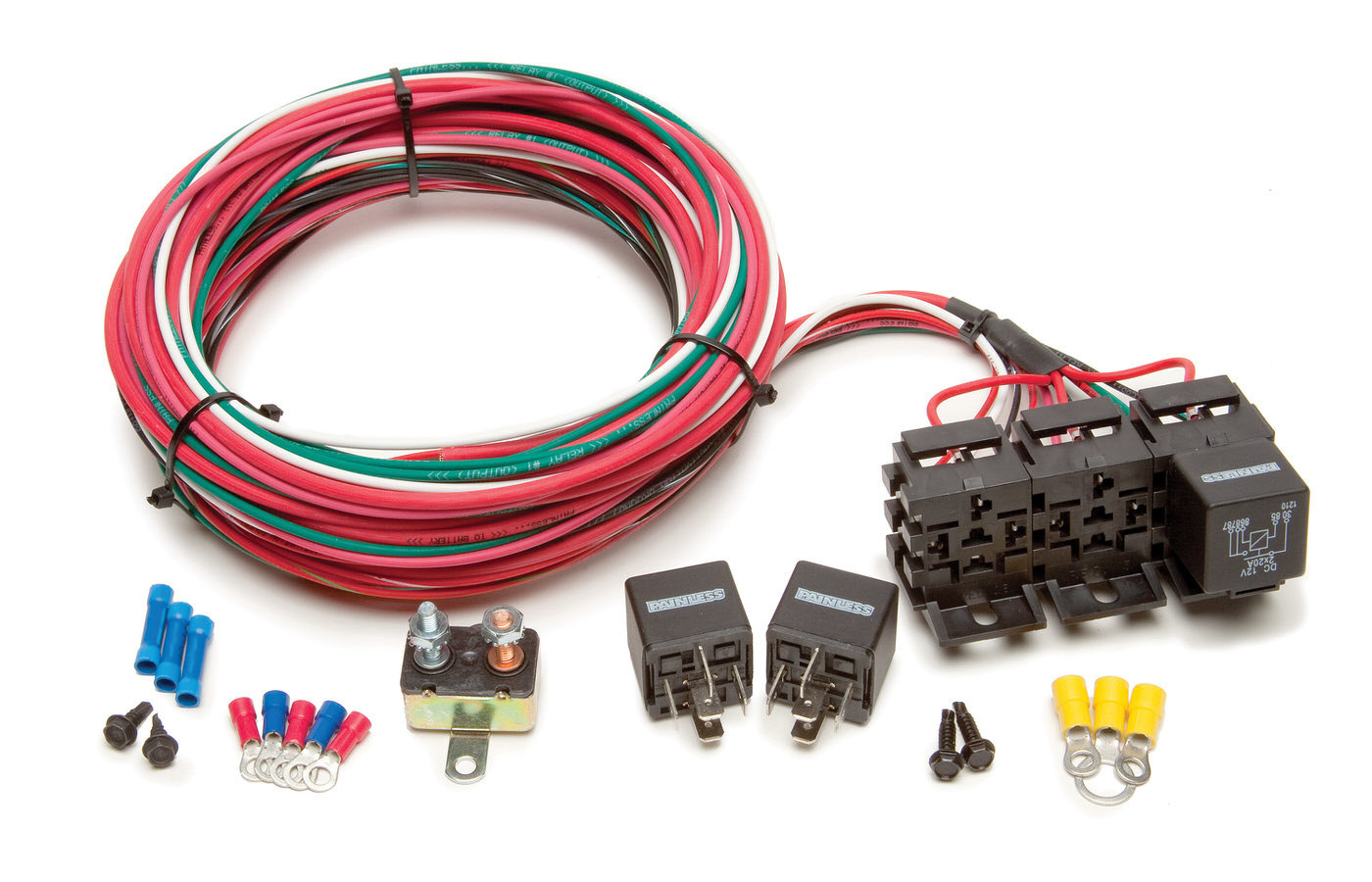 Painless Wiring 30107 Relay Switch, 3 Bank, Single Pole, 40 amp, 12V, Wiring Pigtail Included, Universal, Kit