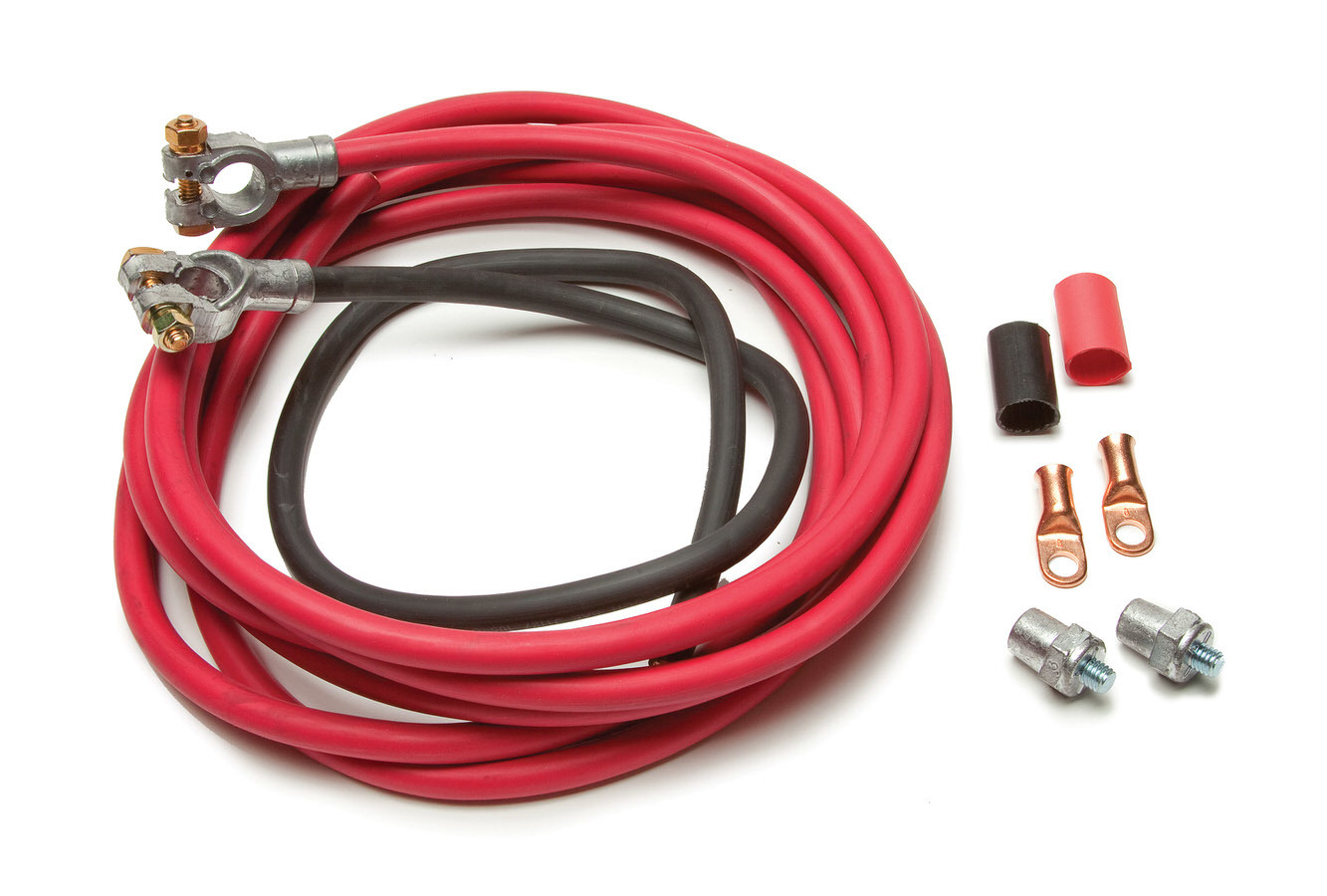 Painless Wiring 40100 Battery Cable Kit, 1 Gauge, Top Mount Battery Terminals, Side Post Adapters / Terminals / Heat Shrink Included, Copper, 16 ft Red / 3 ft Black, Kit
