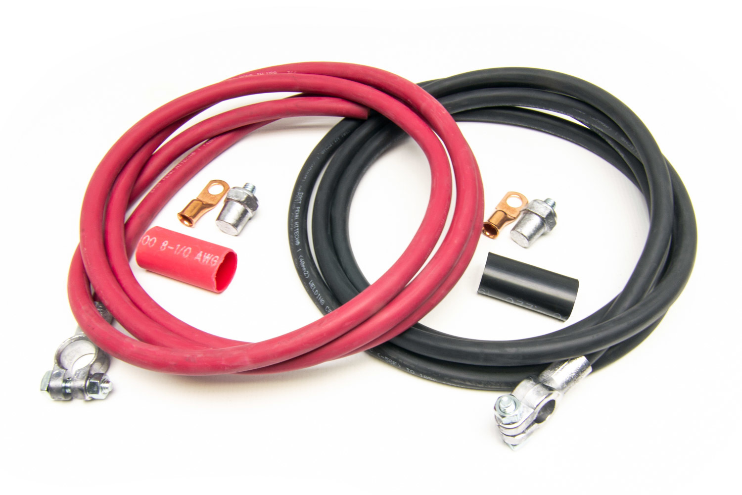 Painless Wiring 40107 Battery Cable Kit, 1 Gauge, Top Mount Battery Terminals, Side Post Adapters / Terminals / Heat Shrink Included, Copper, 8 ft Red / 8 ft Black, Kit