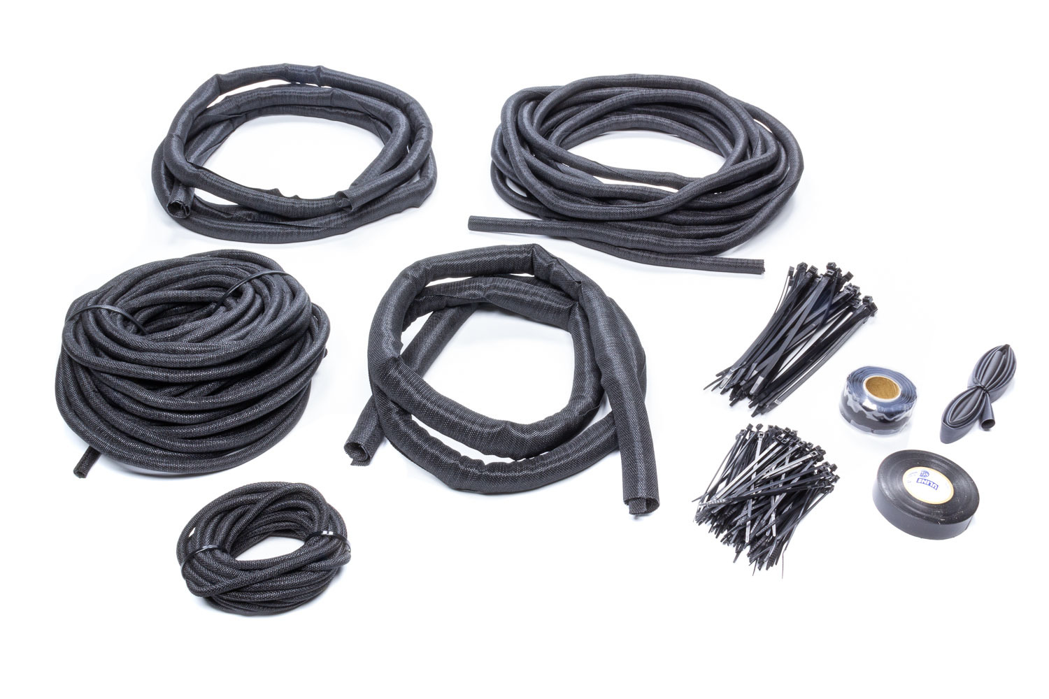 Painless Wiring 70970 Hose and Wire Sleeve, ClassicBraid Chassis Kit, 1/8 to 1 in Diameter / Heat Shrink / Ties / Tape, Split, Knitted Cloth, Black, Kit