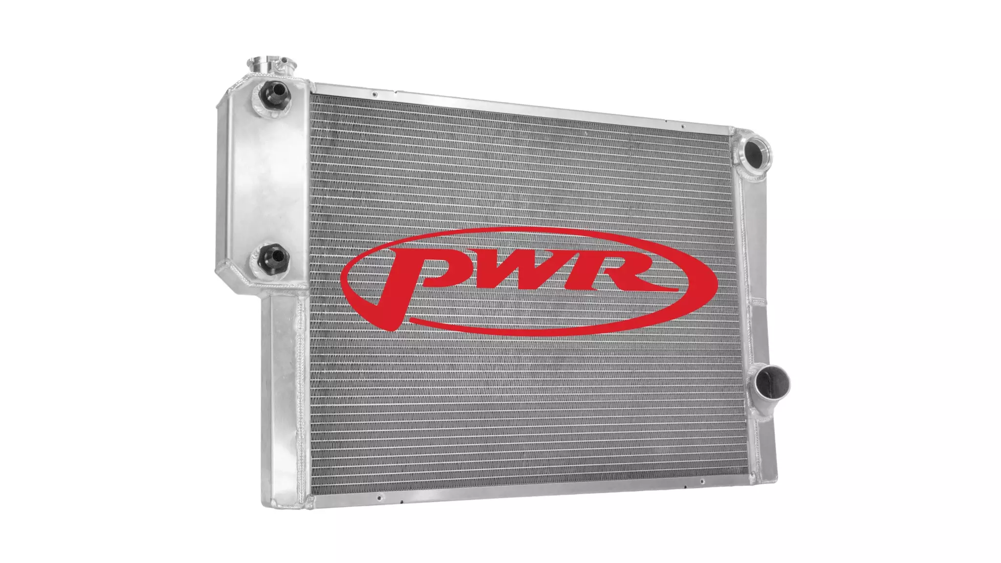 PWR 905-28191 Radiator, 28 in W x 19 in H x 1-3/4 in D, Dual Pass, Passenger Side Inlet, Passenger Side Outlet, Aluminum, Natural, Universal, Each