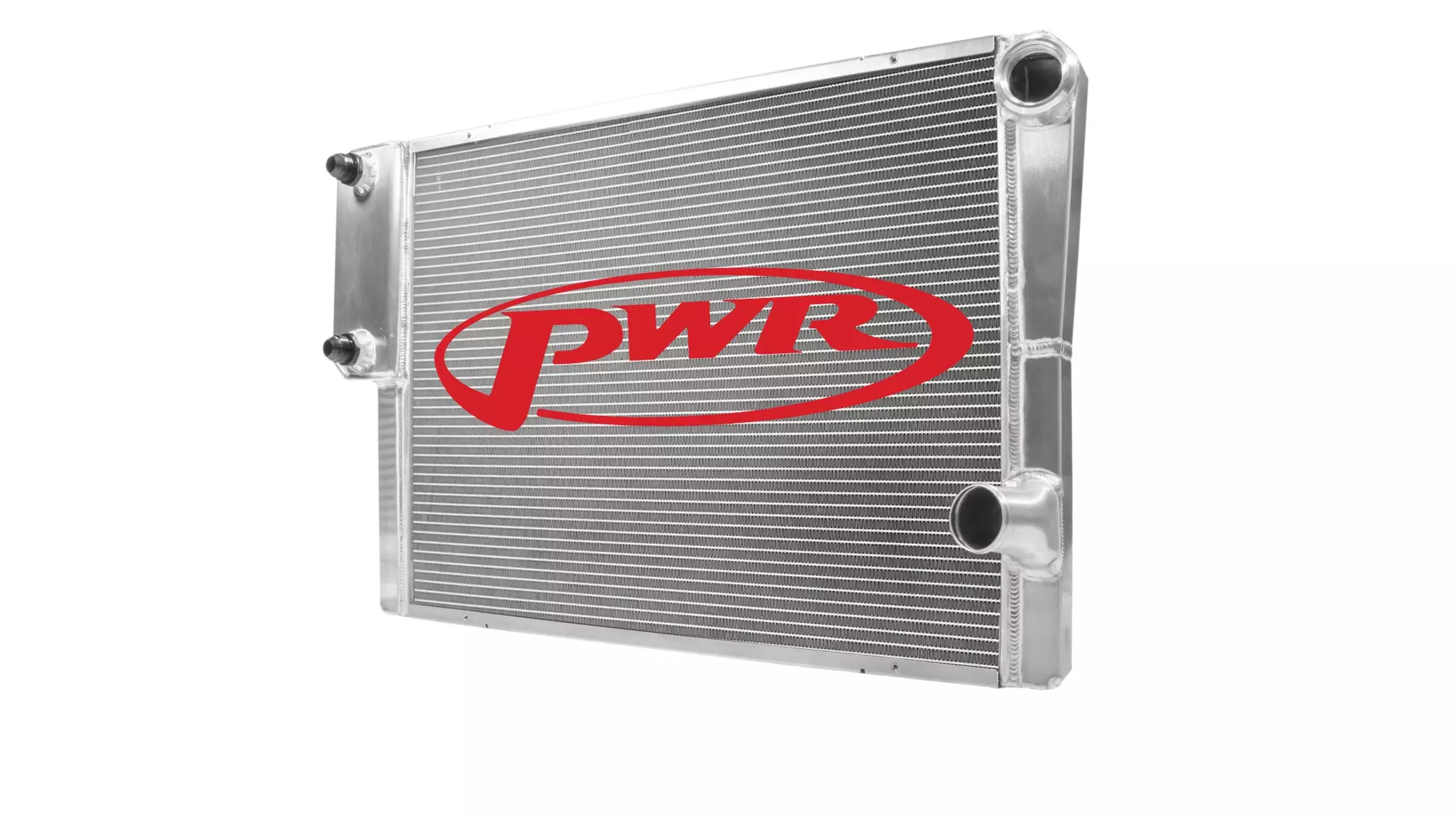 PWR 906-28191 Radiator, 28 in W x 19 in H x 1-3/4 in D, Dual Pass, Passenger Side Inlet, Passenger Side Outlet, Aluminum, Natural, Universal, Each