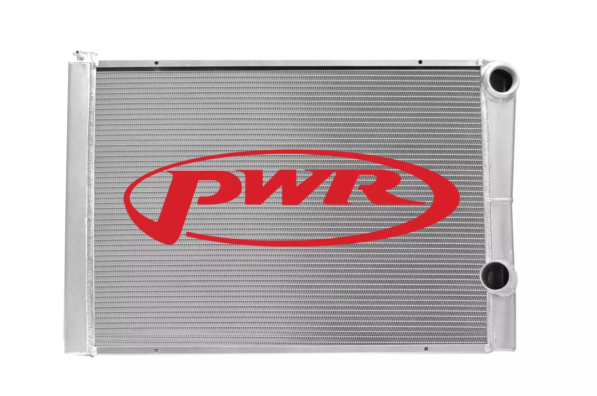 PWR 911-28191 Radiator, 28 in W x 19 in H x 1-3/4 in D, Dual Pass, Passenger Side Inlet, Passenger Side Outlet, Aluminum, Natural, Late Model, Each