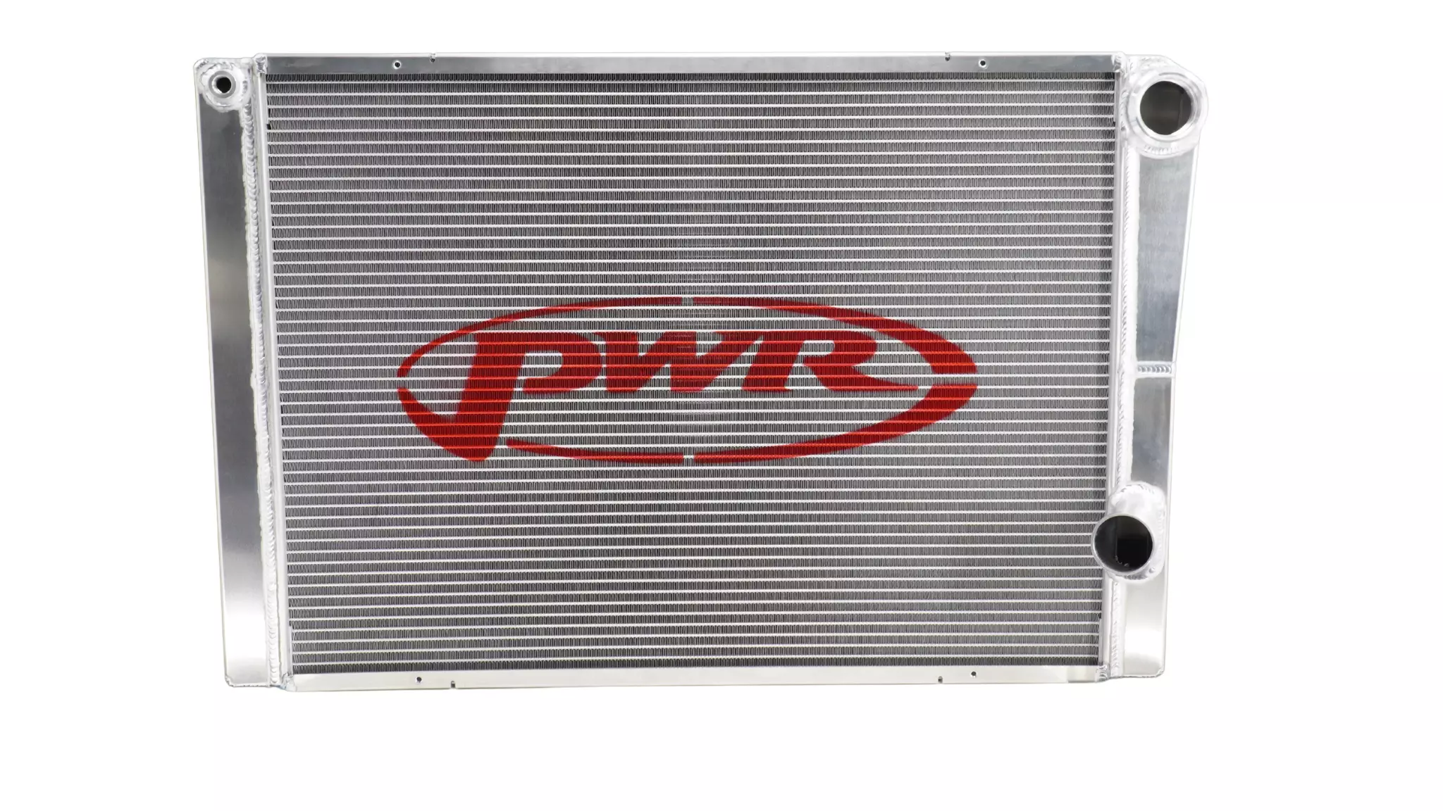 PWR 912-28191 Radiator, 28 in W x 19 in H x 1-3/4 in D, Dual Pass, Passenger Side Inlet, Passenger Side Outlet, Aluminum, Natural, Late Model, Each