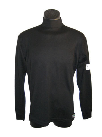 Underwear Top - SFI 3.3 - Long Sleeve - High Collar - Kermel/Lenzing FR - Black - Youth Medium - Each