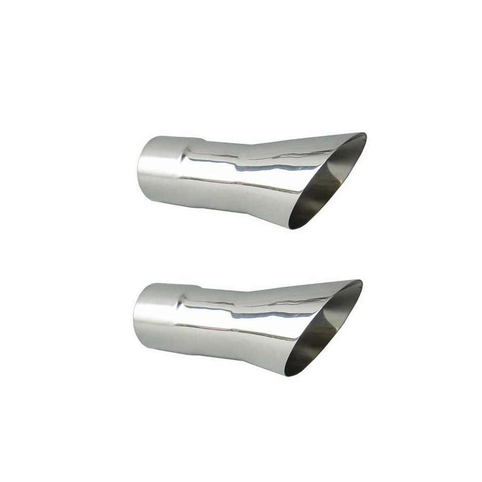 Pypes Exhaust EVT34 Exhaust Tip, Olds 442 Trumpet Exhaust Tips, Slip-On, 2-1/2 in Inlet, 4 in Round Outlet, 8-3/8 in Long, Single Wall, Cut Edge, Trumpet Cut, Stainless, Polished, 442, GM A-Body 1968-72, Pair