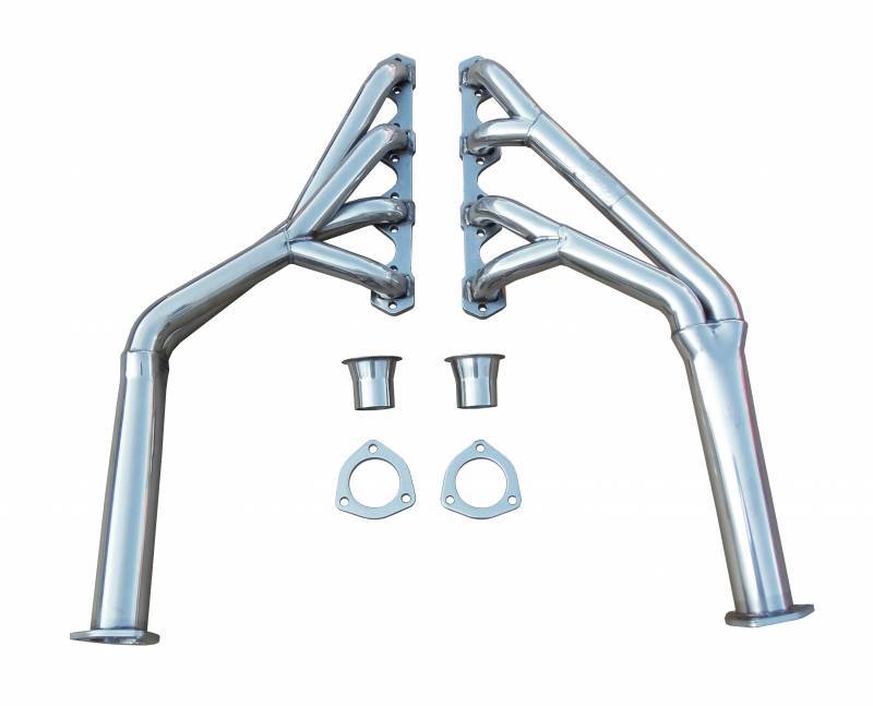Pypes Exhaust HDR27S Headers, Tri-Y, 1-1/2 to 1-3/4 in Primary, 2-1/2 in Collector, Stainless, Natural, Ford Small Block, Ford Mustang 1964-70, Pair