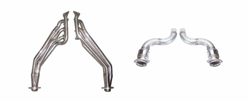 Pypes Exhaust HDR79SK-1 Headers, Long Tube, 1-3/4 to 1-7/8 in Primary, 3 in Collector, Catted Mid-Pipes Included, Stainless, Polished, GT, Ford Mustang 2018, Kit