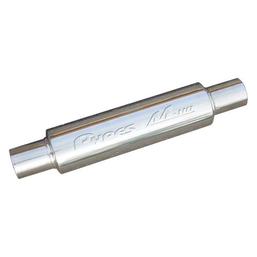 Pypes Exhaust MVR200S Muffler, M-80 Race Pro, 2-1/2 in Center Inlet, 2-1/2 in Center Outlet, 4 in Diameter Body, 14 in Long, Stainless, Polished, Each