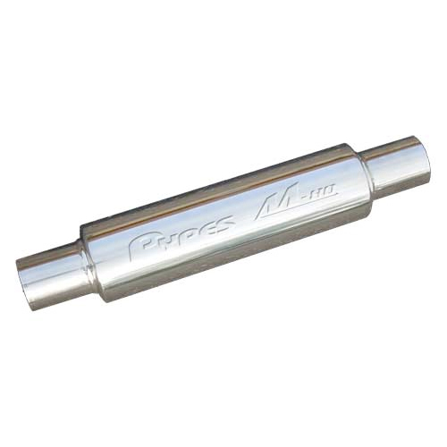 Pypes Exhaust MVR203S Muffler, M-80 Race Pro, 3 in Center Inlet, 3 in Center Outlet, 4 in Diameter Body, 14 in Long, Stainless, Polished, Each
