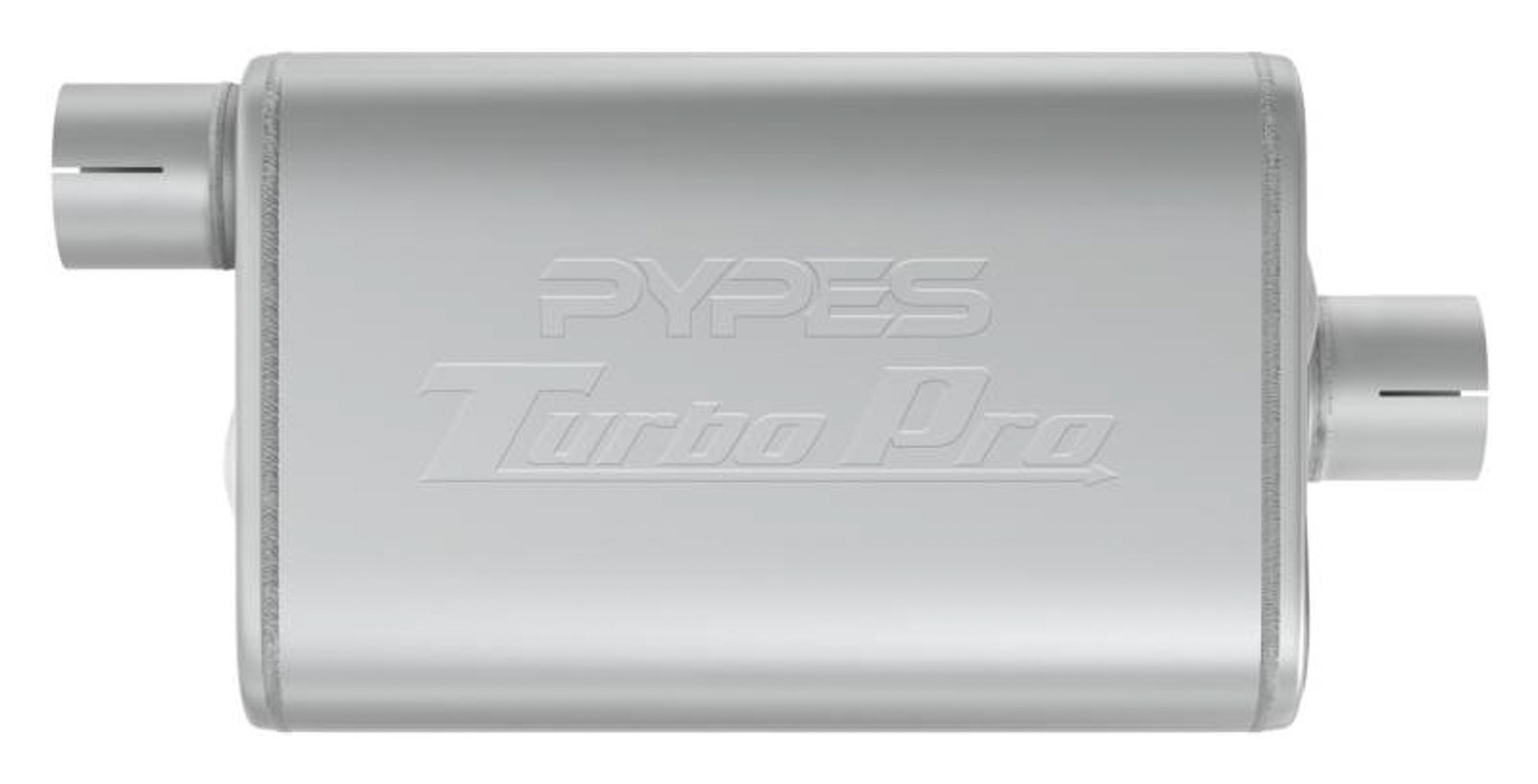 Pypes Exhaust MVT13 Muffler, Turbo Pro, 2-1/2 in Offset Inlet, 2-1/2 in Centered Outlet, 9-1/2 x 4-1/2 in Oval Body, 14 in Long, Stainless, Natural, Each