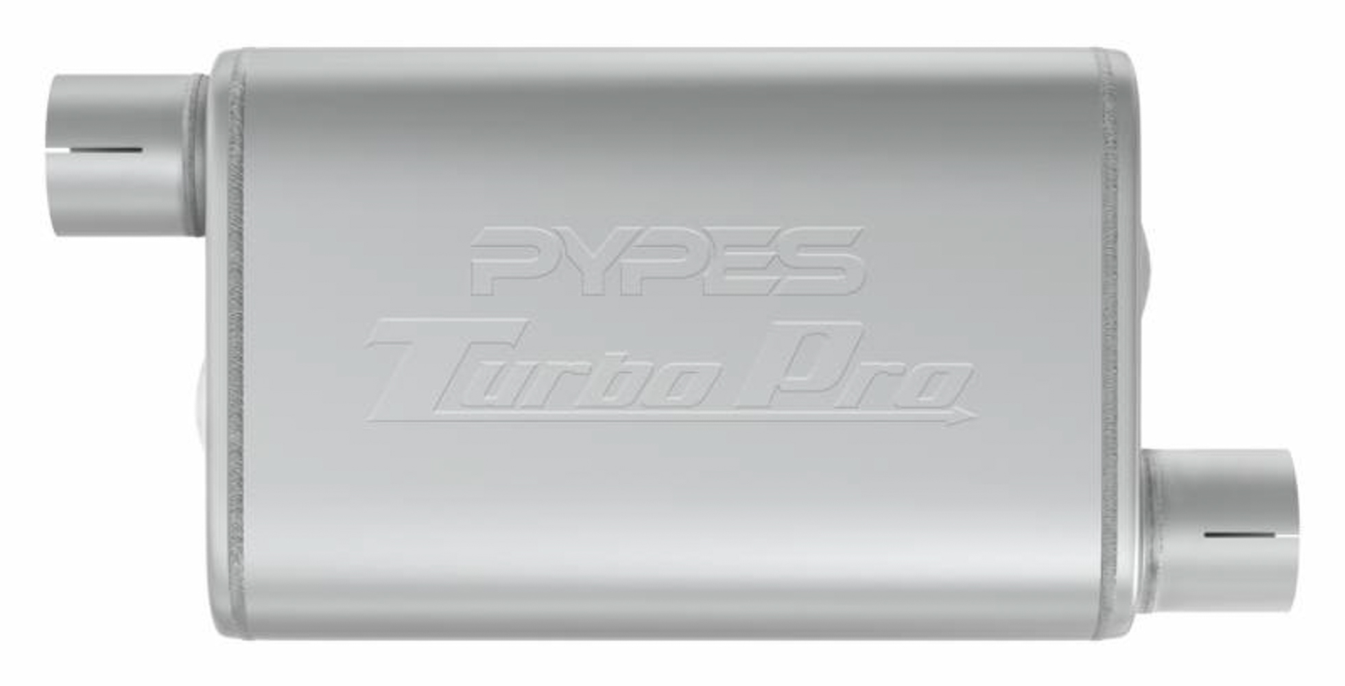 Pypes Exhaust MVT16 Muffler, Turbo Pro, 3 in Offset Inlet, 3 in Offset Outlet, 9-1/2 x 4-1/2 in Oval Body, 14 in Long, Stainless, Natural, Each