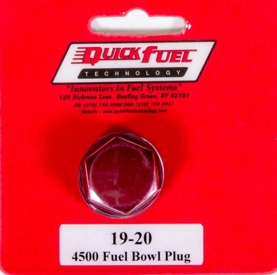 Quick Fuel 19-20 Fuel Bowl Inlet Plug, 7/8-20 in Thread, Aluminum, Red Anodized, Each