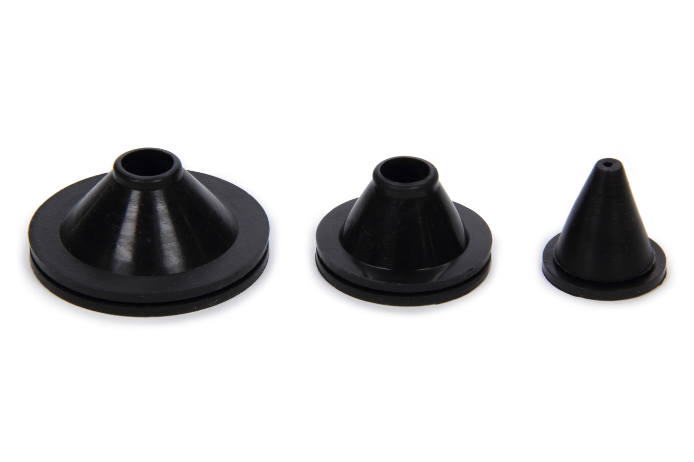 QuickCar 50-008 Firewall Grommet, 1 Hole, 3/4 / 1-1/8 / 1-5/8 in OD, Rubber, Black, Set of 3