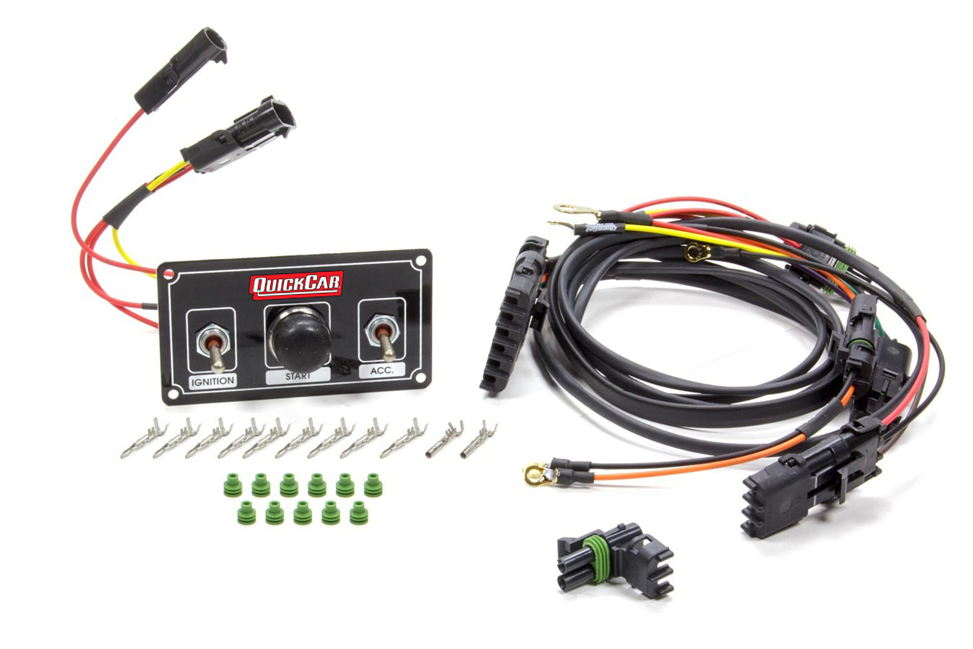 QuickCar 50-2037 Ignition Wiring Harness, Weatherpack Style, Switch Panel Included, 2 Toggles / 1 Momentary Push Button, Black Face, UMP / IMCA Style Modifieds, Kit