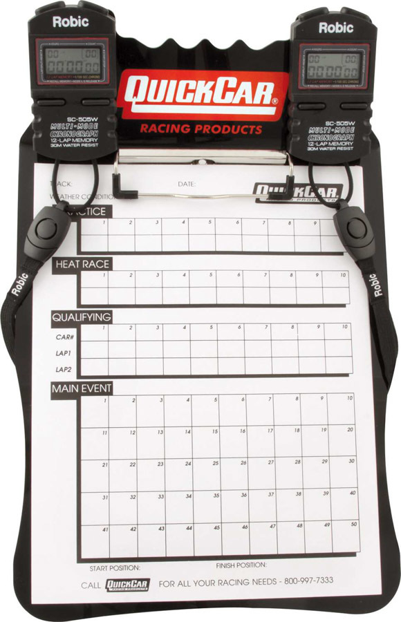 QuickCar 51052 Clipboard Timing System, Dual Robic Stop Wat