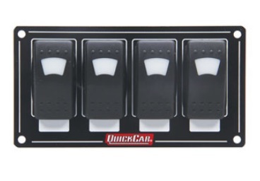 QuickCar 52-717 Switch Panel, Dash Mount, 5-3/4 x 3 in, 4 Rockers, Lighted, Black, Kit