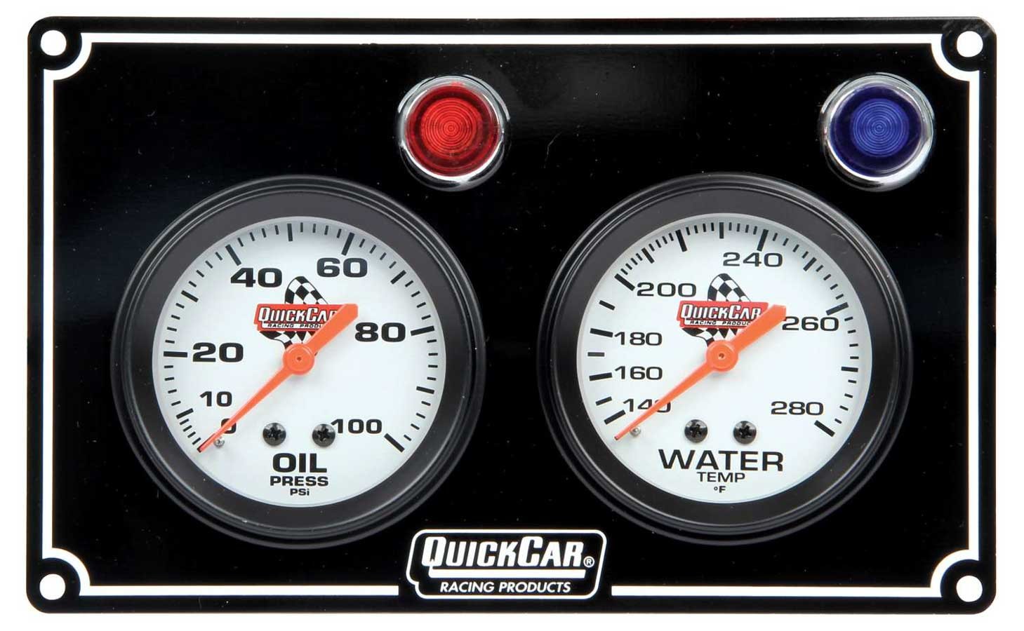 QuickCar 61-6701 - Gauge Panel Assembly, Oil Pressure / Oil Temperature / Water Temperature, Silver Face, Warning Light, Kit
