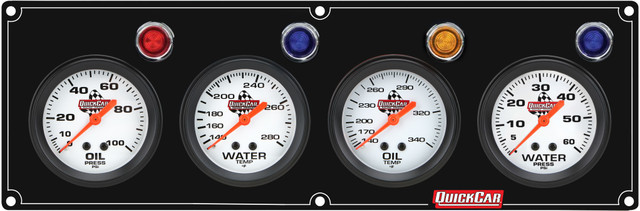 QUICKCAR RACING PRODUCTS — QUICKCAR RACING PRODUCTS 4 Gauge Panel OP/WT//OT/WP Black