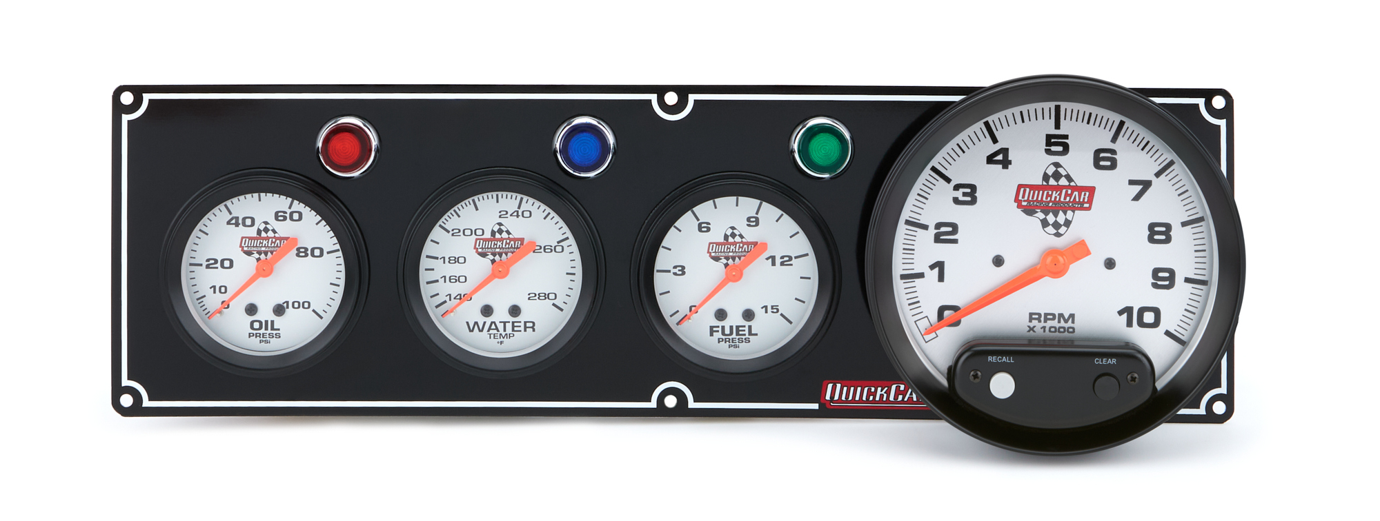 QUICKCAR RACING PRODUCTS — QUICKCAR RACING PRODUCTS 3-1 Gauge Panel OP/WT/FP w/5in Tach Black