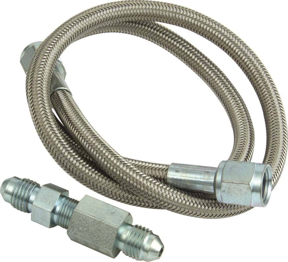 QuickCar 61-71024 - Gauge Line Kit, 4 AN, 24 in Long, 4 AN Female to 4 AN Female, Fittings Included, PTFE, Braided Stainless, Mechanical Pressure Gauges, Kit