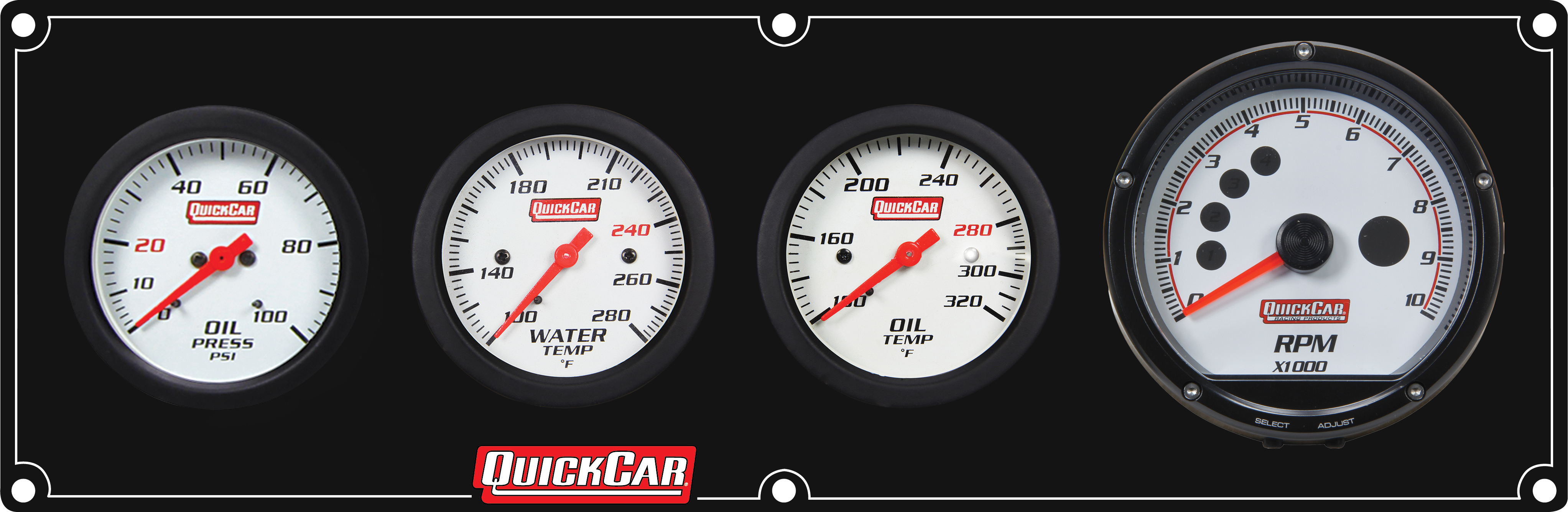 QUICKCAR RACING PRODUCTS — QUICKCAR RACING PRODUCTS Extreme 3-1 Panel w/Tach OP/WT/OT Black