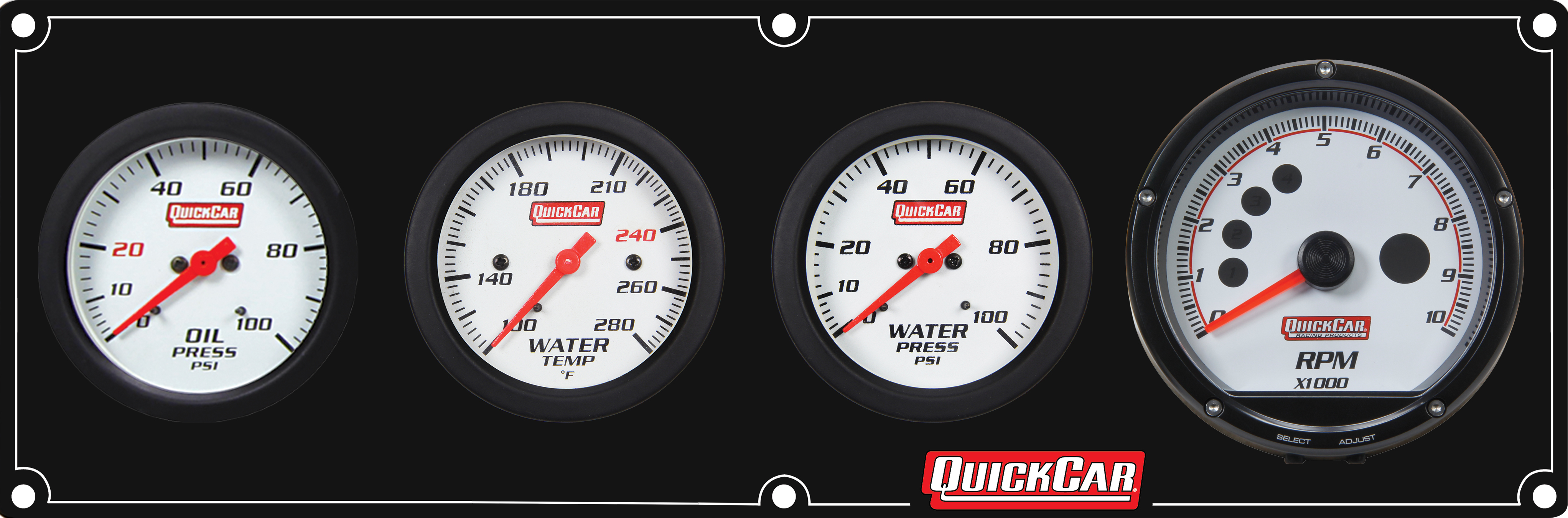 QUICKCAR RACING PRODUCTS — QUICKCAR RACING PRODUCTS Extreme 3-1 Panel w/Tach OP/WT/WP Black