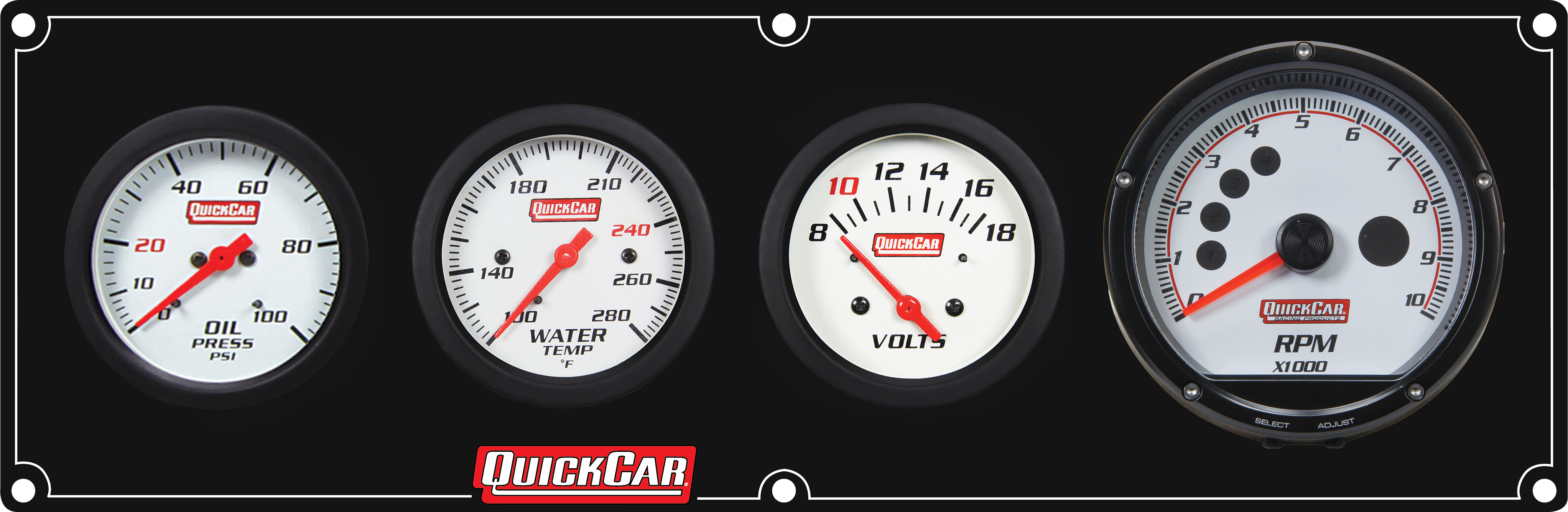 QUICKCAR RACING PRODUCTS — QUICKCAR RACING PRODUCTS Extreme 3-1 Panel w/Tach OP/WT/VT Black