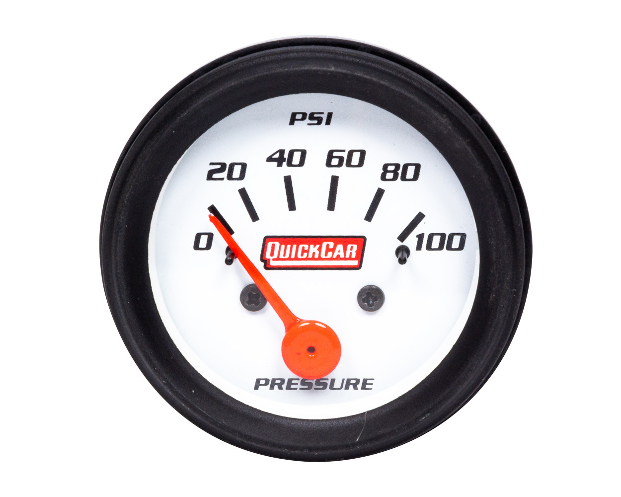 QuickCar 611-6204 Oil Pressure Gauge, 0-100 psi, Mechanical, Analog, 2 in Diameter, White Face, Each